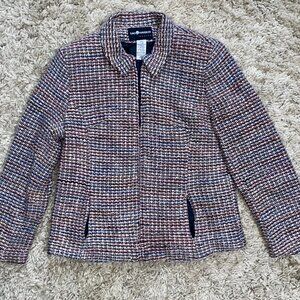 Vintage Sag Harbor Tweed Blazer Jacket Multi Career Academia Preppy Women's 8P